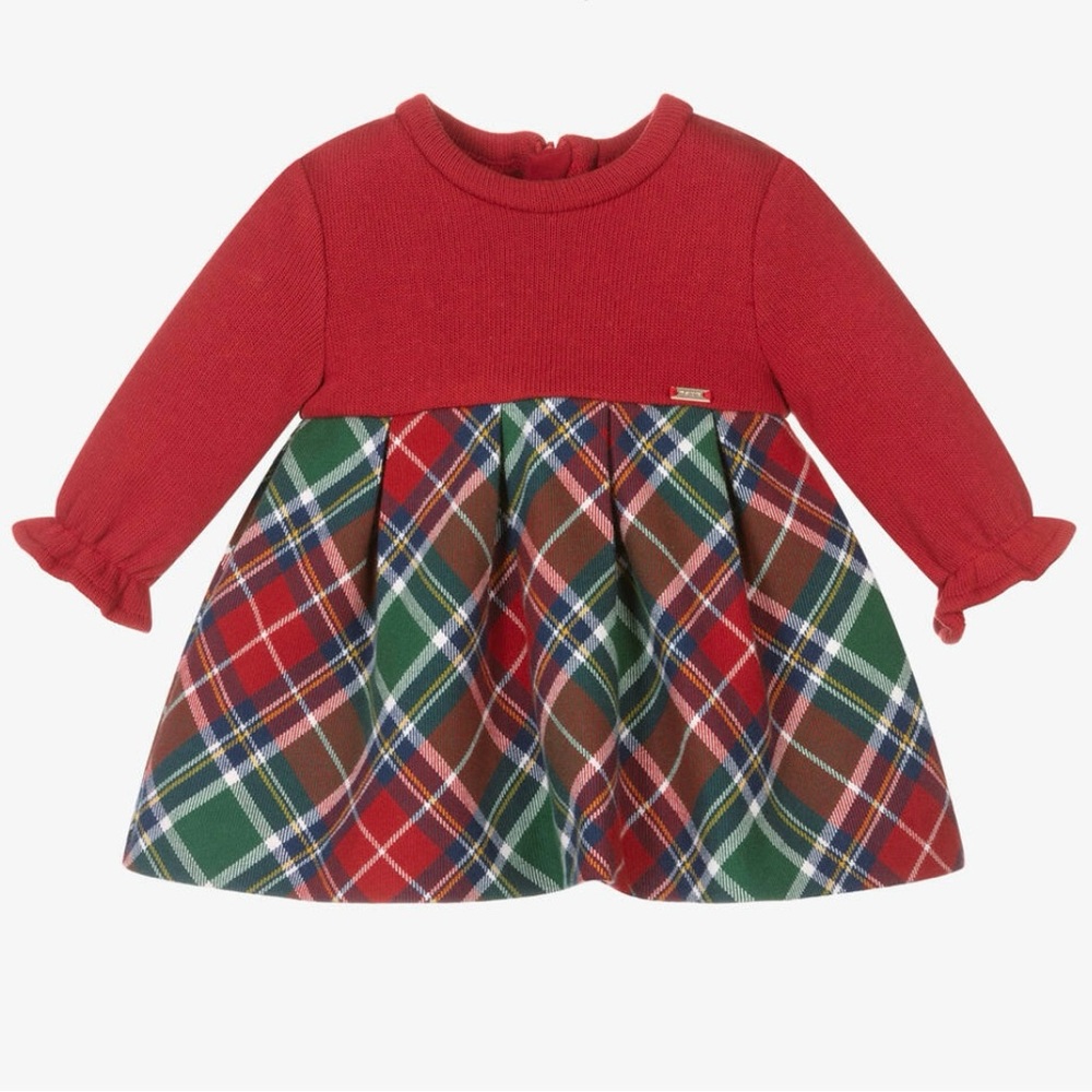 Mayoral Long Sleeved Red Tartan Dress